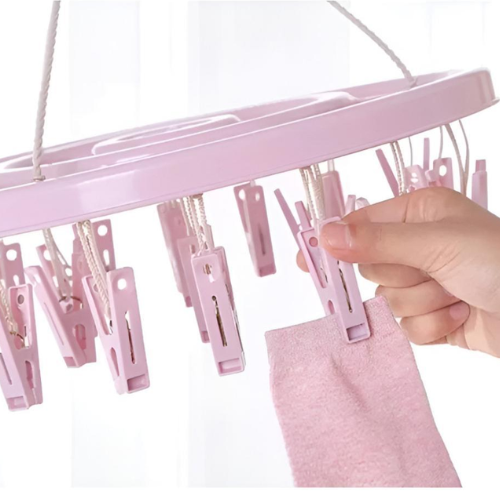 👚✨ Tendedero Redondo con Ganchos – 12 Pinzas