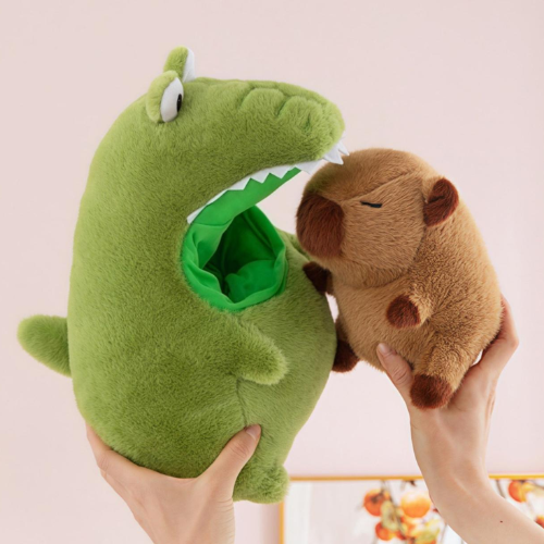 Peluche 2 en 1 Dinosaurio con Capibara – Suave y Divertido