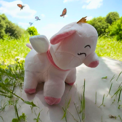 Peluche Cerdito Ángel con Corona – Suave y Tierno