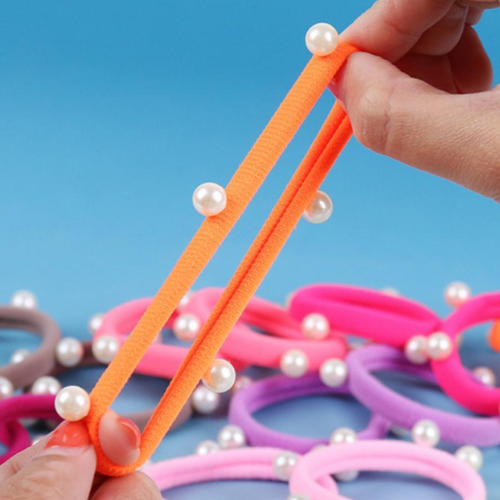 🌸 Colitas Elásticas Decoradas con Perlas