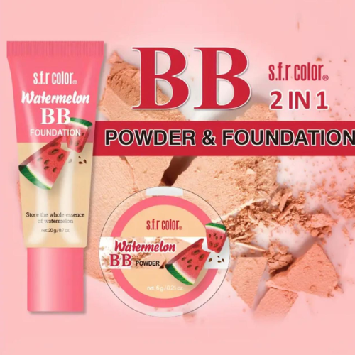 Set BB Cream + Polvo Compacto – S.F.R Color (Aguacate / Sandía)