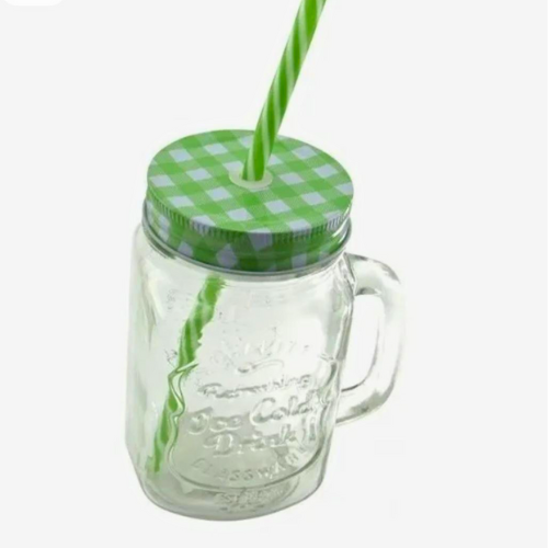 Vasos Mason Jar con Tapa y Pitillo – Colores Surtidos