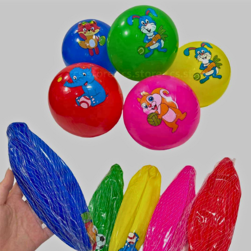 Pelotas Plásticas Infantiles con Dibujos – Colores Surtidos 🎨🐰🦊🐘