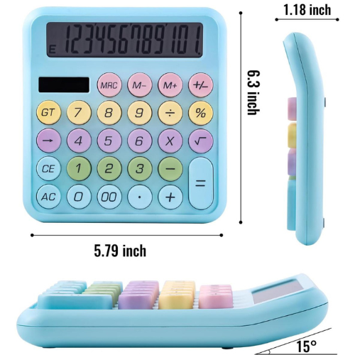 Calculadora Grande Multicolor con Pantalla de 12 Dígitos