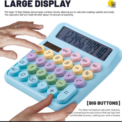 Calculadora Grande Multicolor con Pantalla de 12 Dígitos