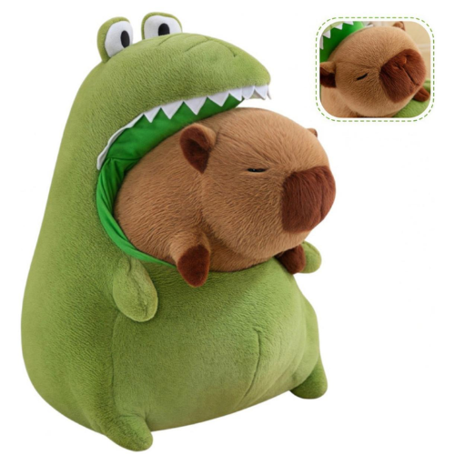 Peluche 2 en 1 Dinosaurio con Capibara – Suave y Divertido