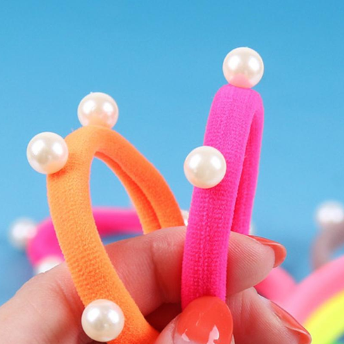 🌸 Colitas Elásticas Decoradas con Perlas