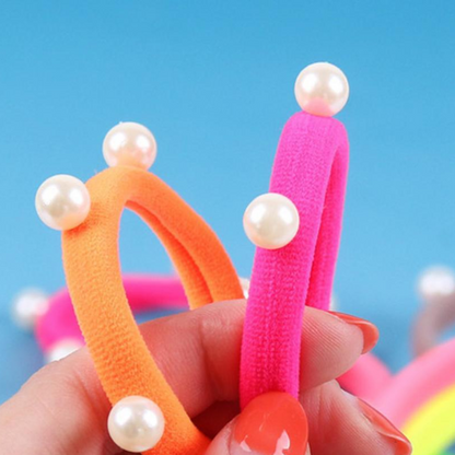 🌸 Colitas Elásticas Decoradas con Perlas