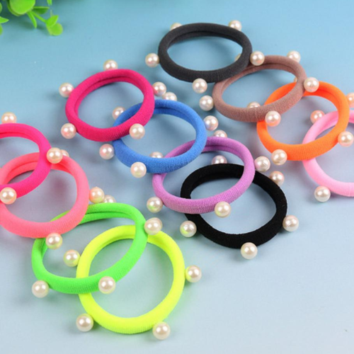 🌸 Colitas Elásticas Decoradas con Perlas