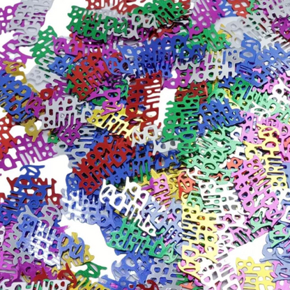 🎉 Confeti Metálico “Happy Birthday” – Colores Surtidos