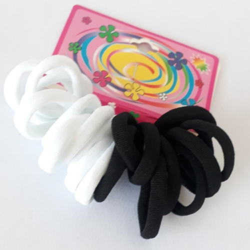 Ligas Resistentes para el Cabello – Negro & Blanco (x20)