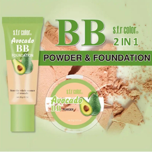 Set BB Cream + Polvo Compacto – S.F.R Color (Aguacate / Sandía)