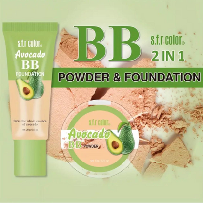 Set BB Cream + Polvo Compacto – S.F.R Color (Aguacate / Sandía)