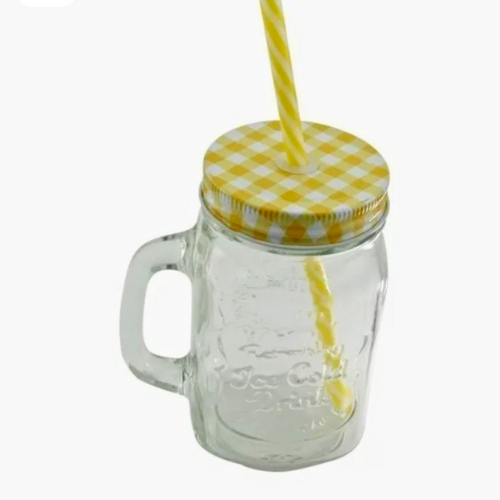 Vasos Mason Jar con Tapa y Pitillo – Colores Surtidos