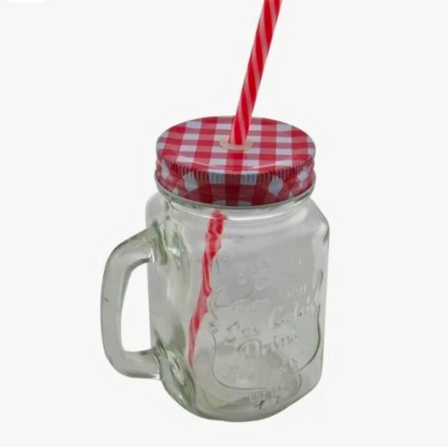 Vasos Mason Jar con Tapa y Pitillo – Colores Surtidos